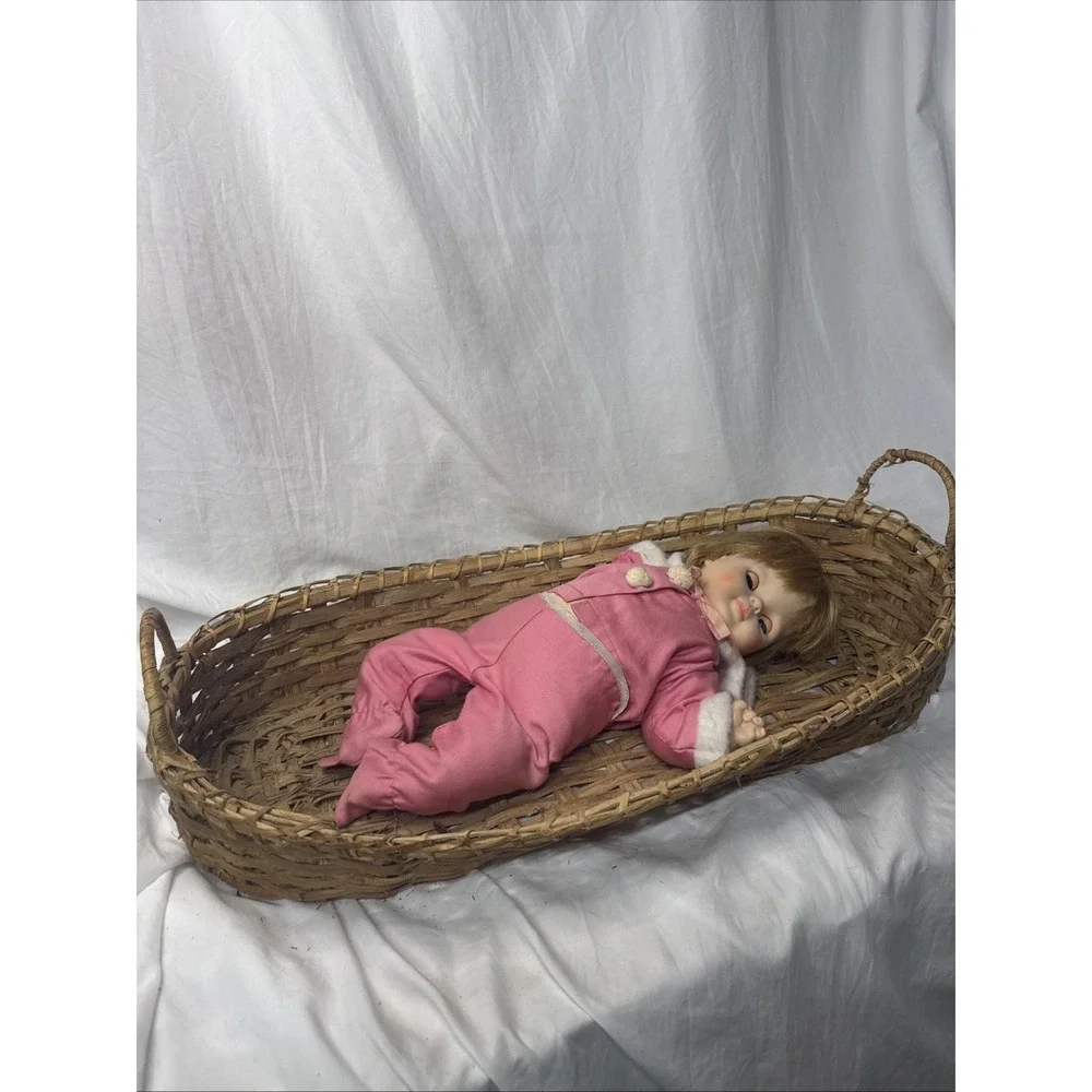 Antique Large Oval Oak Wood Splint Gathering Baguettes Basket Handles Primitive